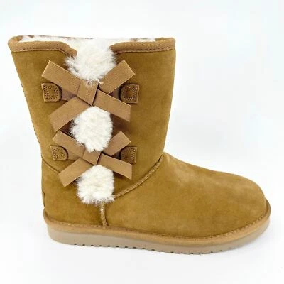 Koolaburra by UGG Womens Victoria Short Chestnut Suede Faux Fur Shearling Boots - Image 1 of 4
