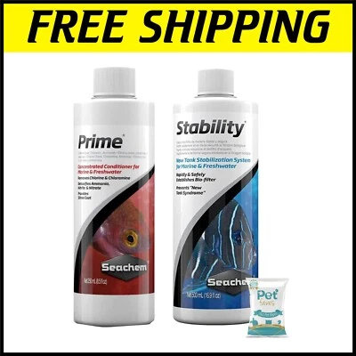 Acondicionador y estabilidad para peceras Seachem Prime 500 ml más 10 toallitas de limpieza para mascotas Foto 1 de 4