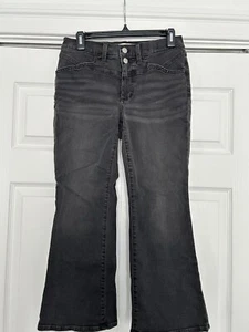Madewell Womens Mid-Rise Kick Out Crop Black Denim Jeans Size 27P - Picture 1 of 13