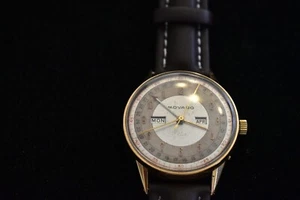 MOVADO CALENDOGRAPH 18K GOLD WATCH Gold Watch 18k MANUAL DAY MONTH RARE VINTAGE - Picture 1 of 11