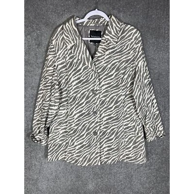Relativity Gray Zebra Print Button Up Jacket Coat Womens Size XL Lined Pockets - Image 1 of 4