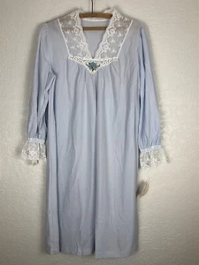 NWT Vintage Gilead Nightgown Womens Large Blue Acetate Modest Pajama Dress - Picture 1 of 14