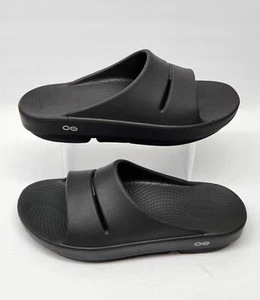 Sandalias deslizables OOFOS OOahh para hombre talla 9 negras de goma ligeras de recuperación - Imagen 1 de 8