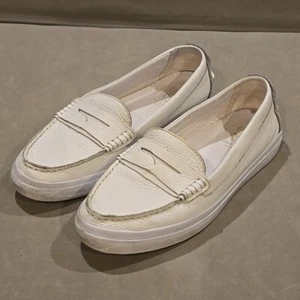 COLE HAAN Mocassino Grand OS Pinch Penny Bianco Pelle Buratcata US Sz 10.5B - Foto 1 di 11