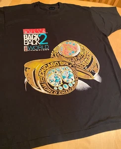 VTG 1992 NBA CHICAGO BULLS BACK TO BACK WORLD CHAMPIONS Rings Single Stitch XL - Picture 1 of 5