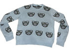 Topshop Animal Sweater cat, dog, bear? Pale Blue background eur 40, us 8, uk 12