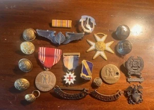 Military Pins Buttons and Medals Lot - Picture 1 of 10