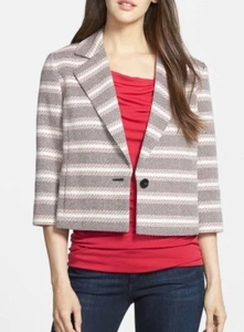 Classiques Entier Ribbon Tweed Multicolor 3/4 Sleeves Jacket Blazer Size Medium - Picture 1 of 3
