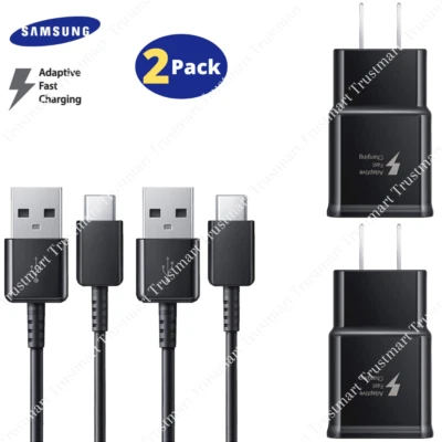 2X Adaptive USB Fast Wall Charger Adapter Block Type C Cable For Samsung Galaxy  - Image 1 of 4