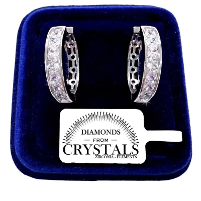 Cerchi Orecchini 22mm pl. oro Bianco 18K con Cristalli Zirconi Uomo Donna 03/9 - Immagine 1 di 4