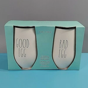 Rae Dunn Good Egg Bad Egg Insulated Stainless Steel Wine Glasses 12 oz NEW - Picture 1 of 7