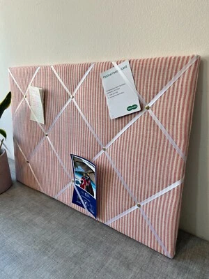 Pink & White Candy Stripe Fabric Notice Board – Handmade Padded Memo Board - Image 1 of 4