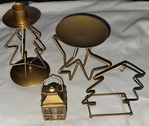 Lote De 4 Candelabros Vacaciones Navidad Santas Banco De Trabajo Caja Original - Imagen 1 de 14