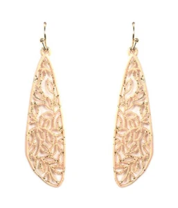 Metal Filigree Drop Peach Dangle Wire Earrings - Picture 1 of 1