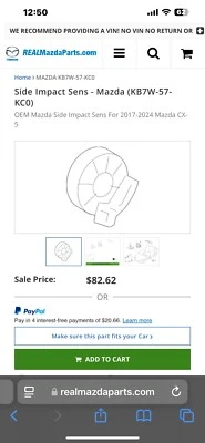 Genuine OEM Mazda KB7W-57-KC0 Side Impact Sensor 2017 CX-5 - Image 1 of 4
