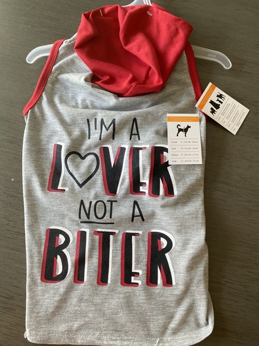 VALENTINO FELPA CON CAPPUCCIO SIMPLY DOG SAN VALENTINE'S DAY grigio rosso bordo "I'M A LOVER" cucciolo cane LG