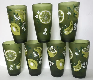 Lot 7 H J Stotter Vtg MCM Retro Acrylic Lemon Lime Daisy Tumbler Cup Glass USA - Picture 1 of 12