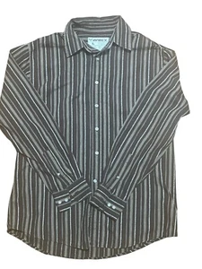 Avirex Men's Brown Stripe Button Down Long Sleeve Dress Shirt L - Picture 1 of 4