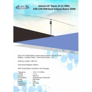 Antenna HF Dipole 14-21.5Mhz 15m 17m 20m Band Antena Rotary 500W half Wave - Picture 1 of 1
