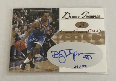 2005 Sage Gold Autograph Dijon Thompson /100 UCLA Suns Hawks Knicks Rookie Year - Image 1 of 2