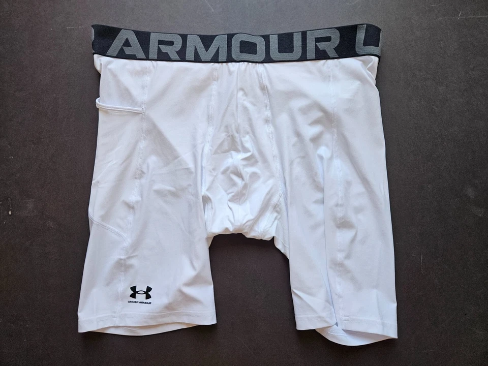 Under Armour Men's Heat Gear Long Compression Shorts WHITE    XX  XXX 1361602 - Image 1 of 1