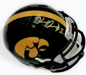 KALEB JOHNSON SIGNED IOWA HAWKEYES MINI FOOTBALL HELMET AUTOGRAPH BECKETT J10 - Picture 1 of 2