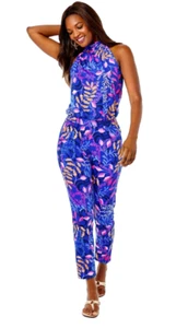 Lilly Pulitzer Wyota Jumpsuit XL Size Borealis Blue New With Tags VERY RARE - Picture 1 of 9