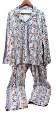 Vera Bradley Conjunto de Pijama 2 Piezas Mujer M Púrpura Paisley Elastizado Manga Larga LEER Foto 1 de 4
