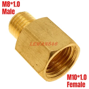 Brass Pipe Fitting M8 X 1 Male Metric To M10 X 1 Female Gauge Adapter - Imagen 1 de 5