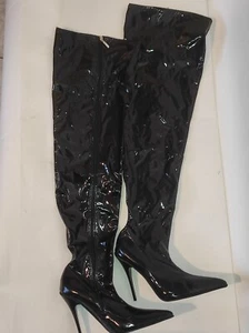 Stivali Elastici Lucidi Taglia 42 - 47 RV, Nuovi, 13 Cm Tacco, PL - Picture 1 of 6
