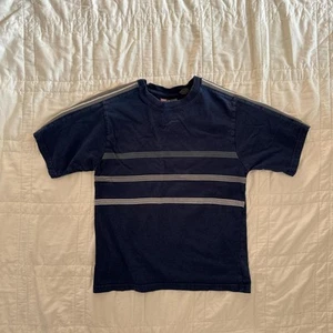Vintage 90s faded glory navy blue striped short sleeve tee boys size 8 10 grunge - Picture 1 of 8
