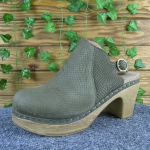 Sandalias zueco Calou Stockholm Tyra 40 de cuero verde para mujer cuña de madera cómodas - Imagen 1 de 6