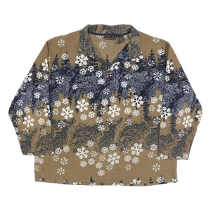 OLEG CASSINI Womens Brown Patterned Pullover Fair Isle Crew Neck Basic Knit XL - Picture 1 of 6