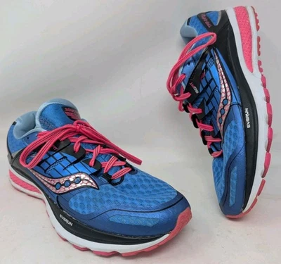 Zapatos para correr Saucony Triumph ISO 2 para mujer 10 azul rosa acolchados cómodos usados en excelente estado Foto 1 de 4
