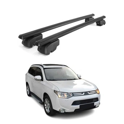 Lockable Roof Rack Cross Bars Carrier for Mitsubishi Outlander 2016-2020 Black - Image 1 of 4
