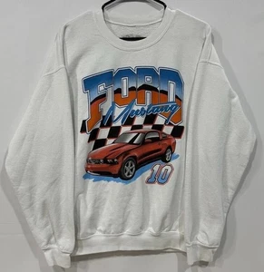 Ford Raceway Sweatshirt Men’s L White Red Car Graphic Y2K Racing Pullover - Picture 1 of 5