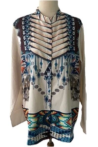 Shein Womens Long Sleeve Shirt Top Blouse Dream catcher Pattern Boho Size XXL - Picture 1 of 11