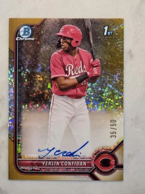 Yerlin Confidan 2022 Bowman Chrome Auto Gold Refractor #35/50 Shimmer Autograph - Image 1 of 3