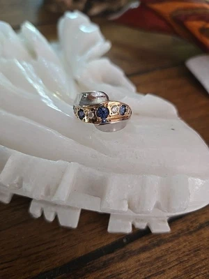 Anillo Yogo Zafiro Diamante Oro 14k Dos Tonos Moda Anillo Talla 7 Foto 1 de 4