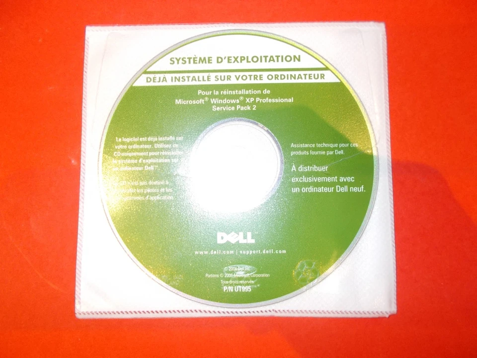 DVD DELL Réinstallation Windows XP Professionel SP2 PRO - OFFICIEL - Photo 1/1