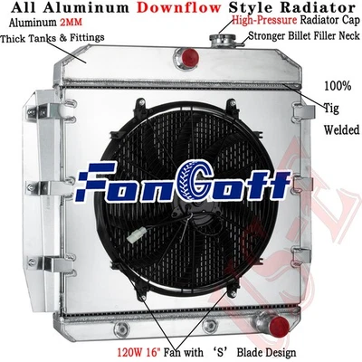 3-Row Radiator+Shroud+Fan Fit 1955-59 Chevy GMC Truck Pickup Suburban Apache Foto 1 de 4