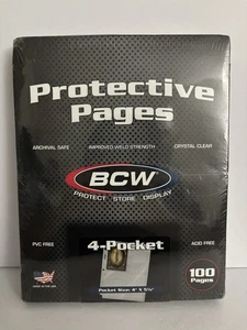 NEW BCW Protective Pages 4 Pockets 4" x 5.5" Trading Photo Cards 100 Pages - Picture 1 of 6