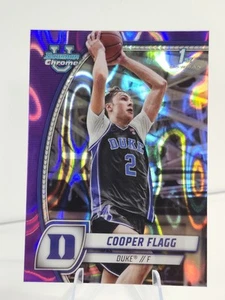2025 Topps Bowman U University Chrome 1st Cooper Flag #16 - Purple Lava - Duke - Picture 1 of 2