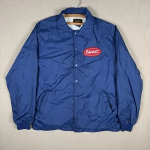 VTG Tonkin Peterbilt Jacket Size Med Blue Windbreaker Lined Patch Logo Trucker - Picture 1 of 18