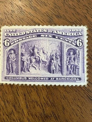 US Scott # 235, 6 cent purple,Columbian, XF, NG, 1893 - Image 1 of 2