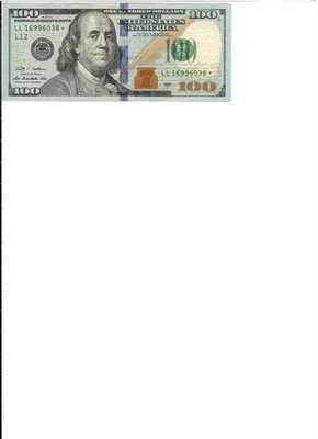 $100 Star Note LL16996038STAR Series 2009A – Rare Replacement - Image 1 of 2
