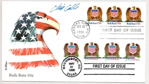 #2602 #2907 AMERICAN EAGLE STAMP DESIGNER CHRIS CALLE SIGNED EDKEN FDC - Picture 1 of 1