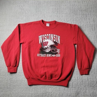 Sudadera Wisconsin Badgers Para Hombre Mediana NCAA Fútbol Outback Bowl 2008 Foto 1 de 4