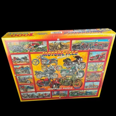 Motorcycle Madness White Mountain Puzzle 1000 Piece Jigsaw Puzzle New Sealed - Image 1 of 4