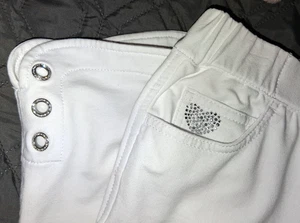 Quacker Factory Dream Jeannes White Stretch Waist Slim Leg Ankle Pants Grommets - Picture 1 of 8